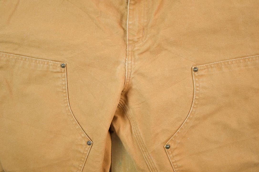 Vintage 1990s Tan Carhartt Double Knee Denim Work Jeans Size 38 x 30