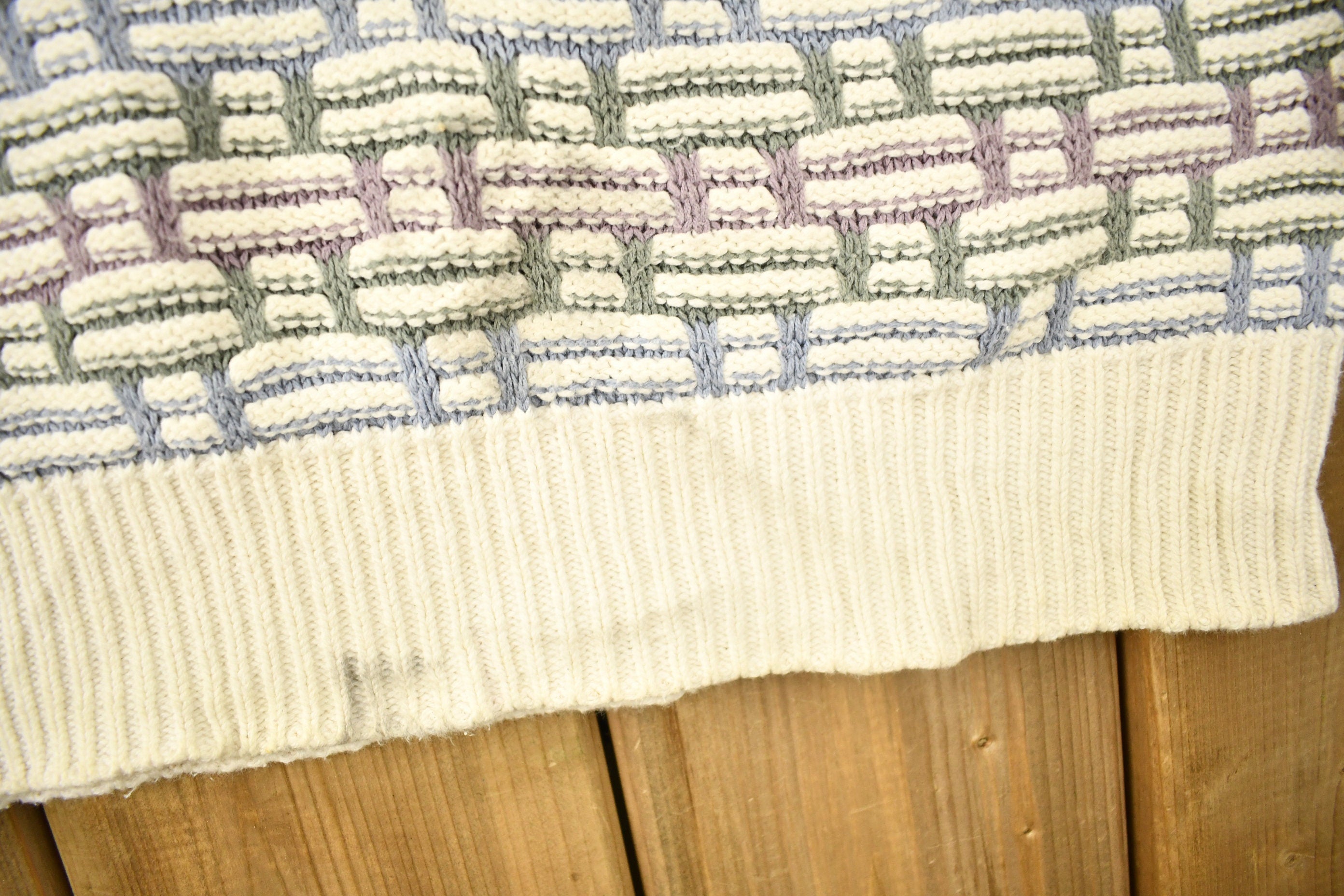 Vintage 1990s 3D Cable Knit Crewneck Sweater