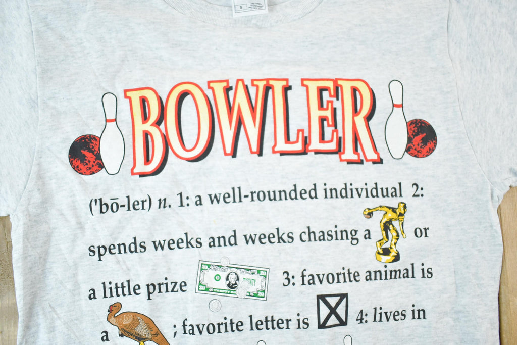 Vintage 1990s Bowling Souvenir Cartoon Rules T-Shirt Mens S