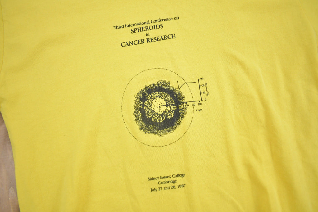 Vintage 1987 Sidney Sussex College Cambridge Cancer Research Graphic T Shirt