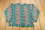 Vintage 1990s Willow Ridge Floral Theme Knitted Cardigan Sweater