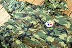 Vintage 1990s Camo Pittsburgh Steelers NFL Football Hooded Puffer Jacket