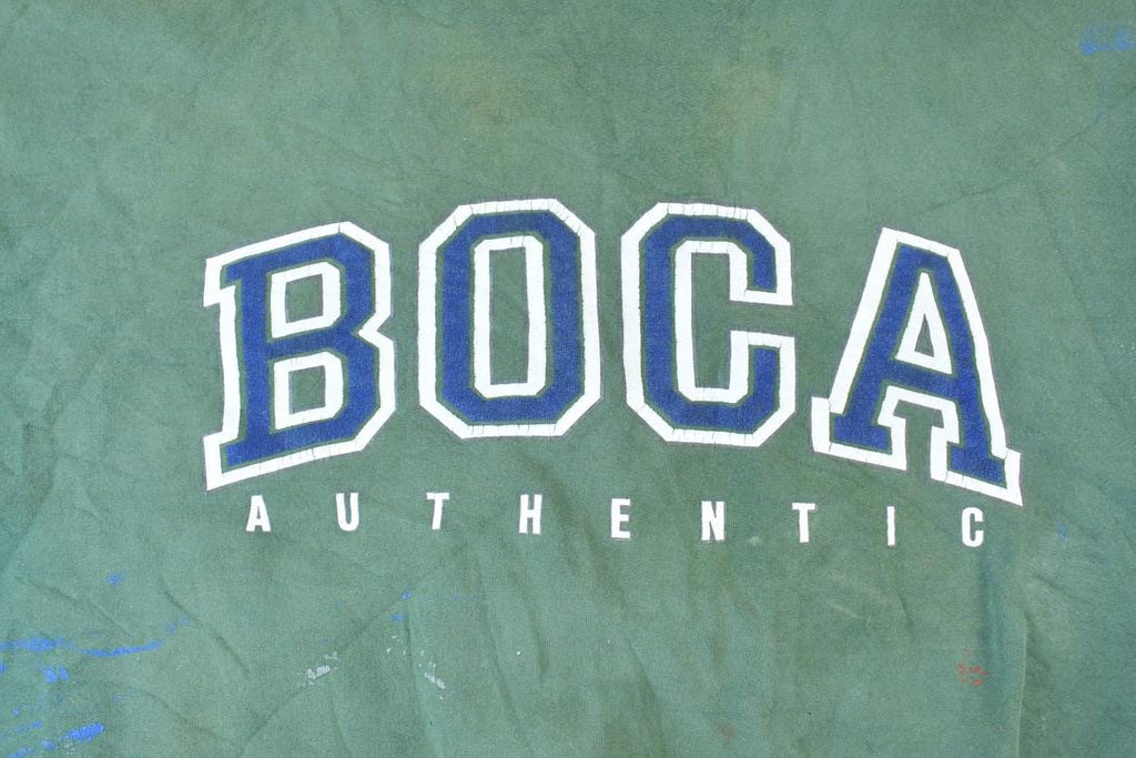 Vintage 1990s Boca Authentic Distressed Cropped Sleeve Crewneck Sweatshirt