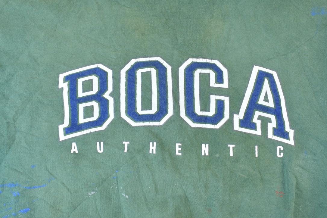 Vintage 1990s Boca Authentic Distressed Cropped Sleeve Crewneck Sweatshirt