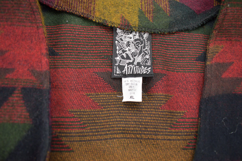 Vintage 1990s Attitudes Aztec Pattern Vest