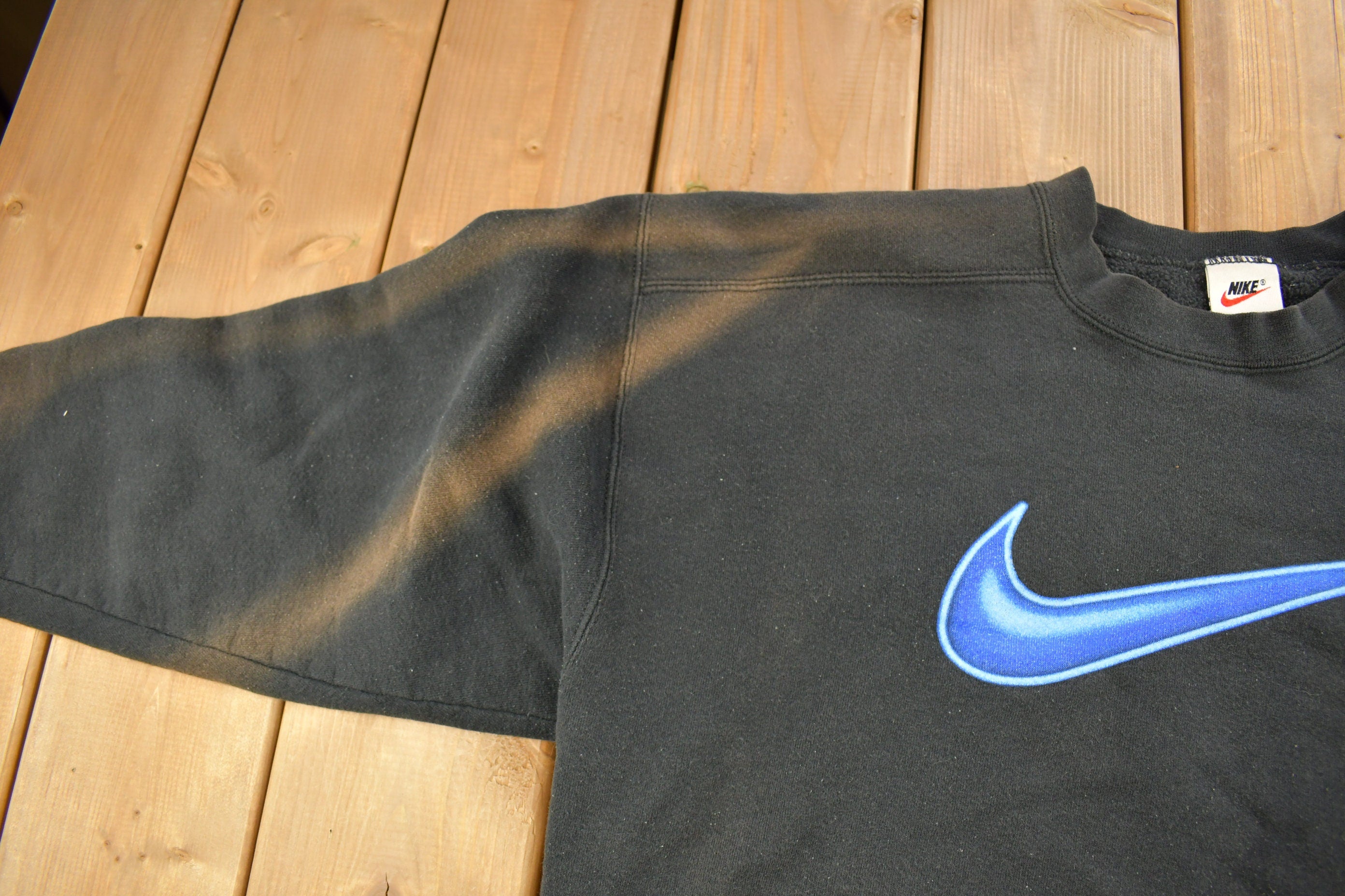 Vintage 1990s Nike Big Swoosh Sun-Dyed Crewneck Sweatshirt