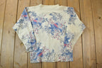 Vintage 1990s Cream Floral Knit Crewneck Sweater