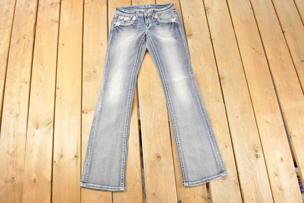 Vintage Deadstock Y2K Grace In LA Bedazzled Bootcut Low Rise Jeans Women's Size 26 x 32