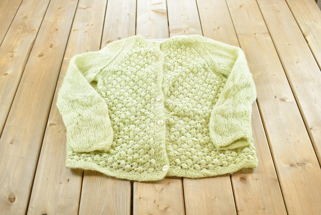 Vintage 1960s Hand Knit in Italy Button Up Cardigan Sweater Womens L
