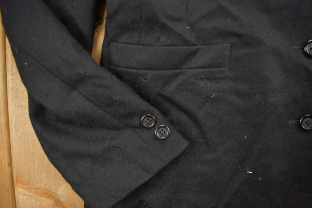 Vintage 1990s Black Lined Trench Coat /