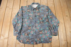 Vintage 1990s Canadian Animal & Wilderness All Over Print Graphic Button Up Shirt Size L