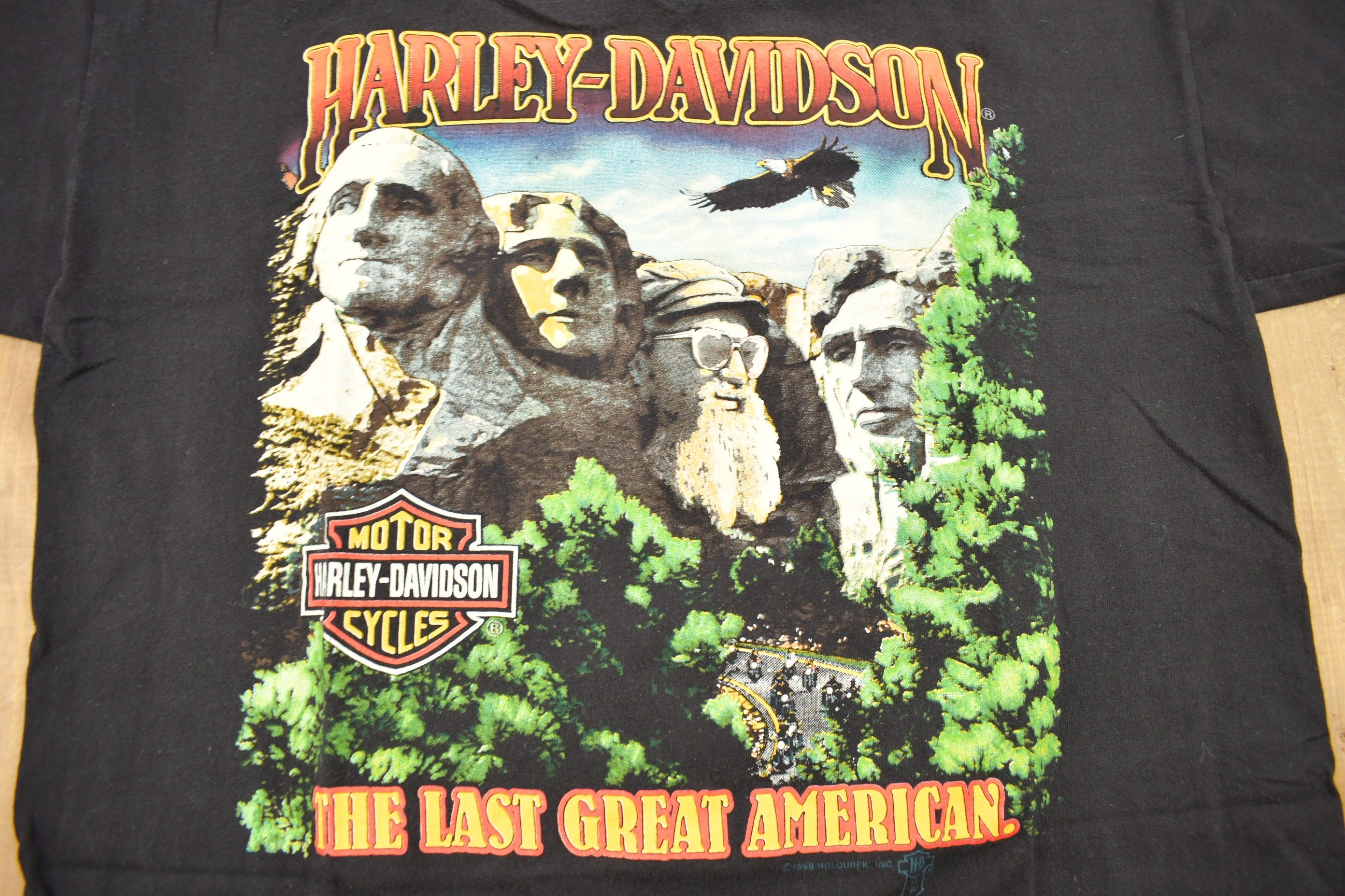 Vintage 1988 Harley Davidson Burlington VT Mt Rushmore Graphic T-Shirt