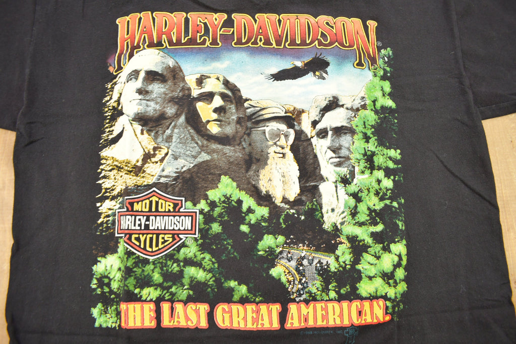 Vintage 1988 Harley Davidson Burlington VT Mt Rushmore Graphic T-Shirt /