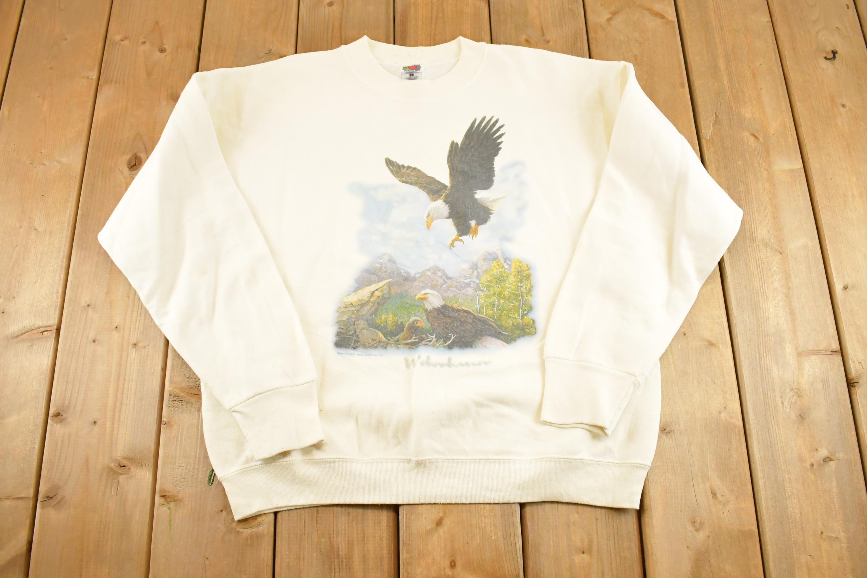 Vintage 1990s Bald Eagle Souvenir Crewneck Sweatshirt Men's L /