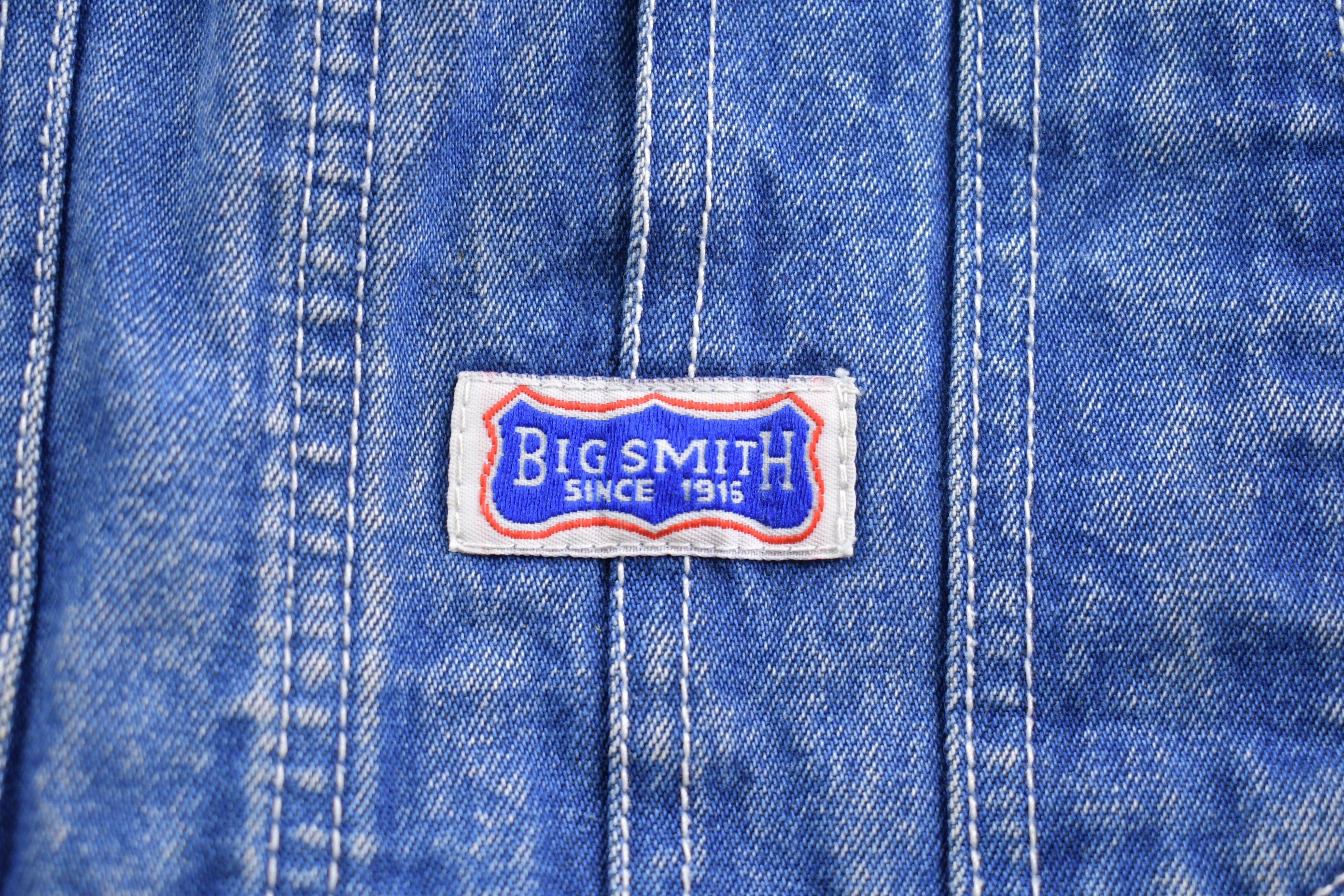 Vintage 1970s Big Smith Blue Denim Jean Overalls Size 38 x 30