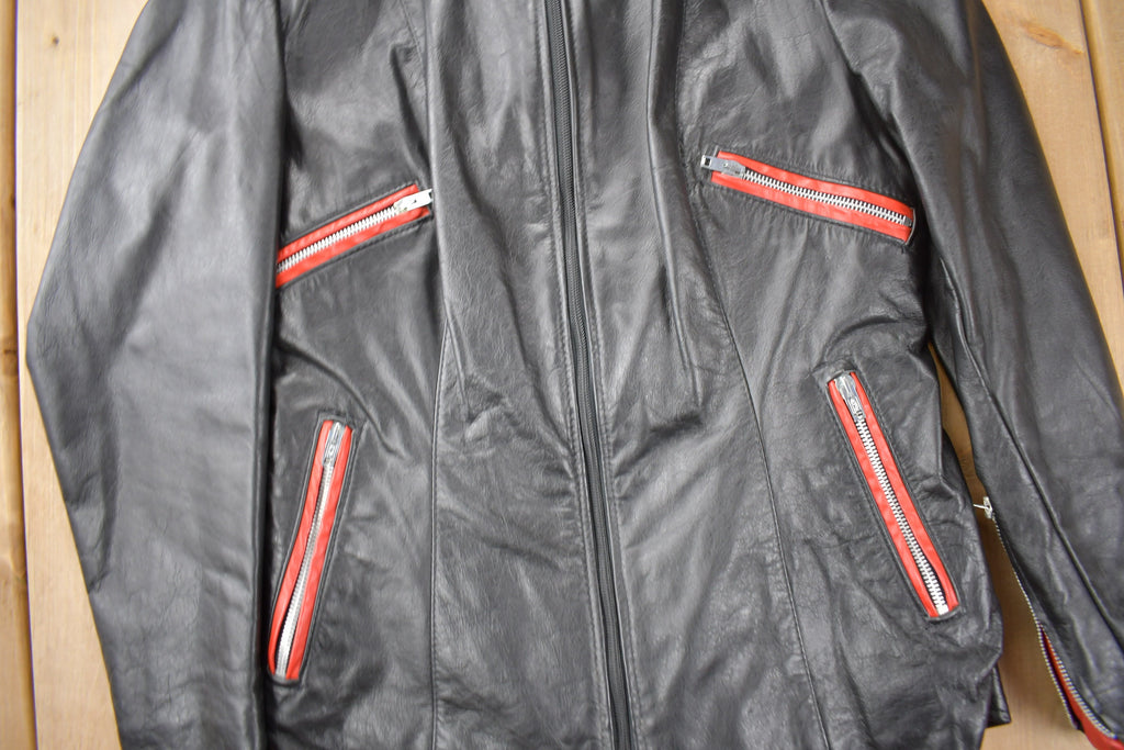 Vintage 1990s Leather Women's Multi Zipper Jacket