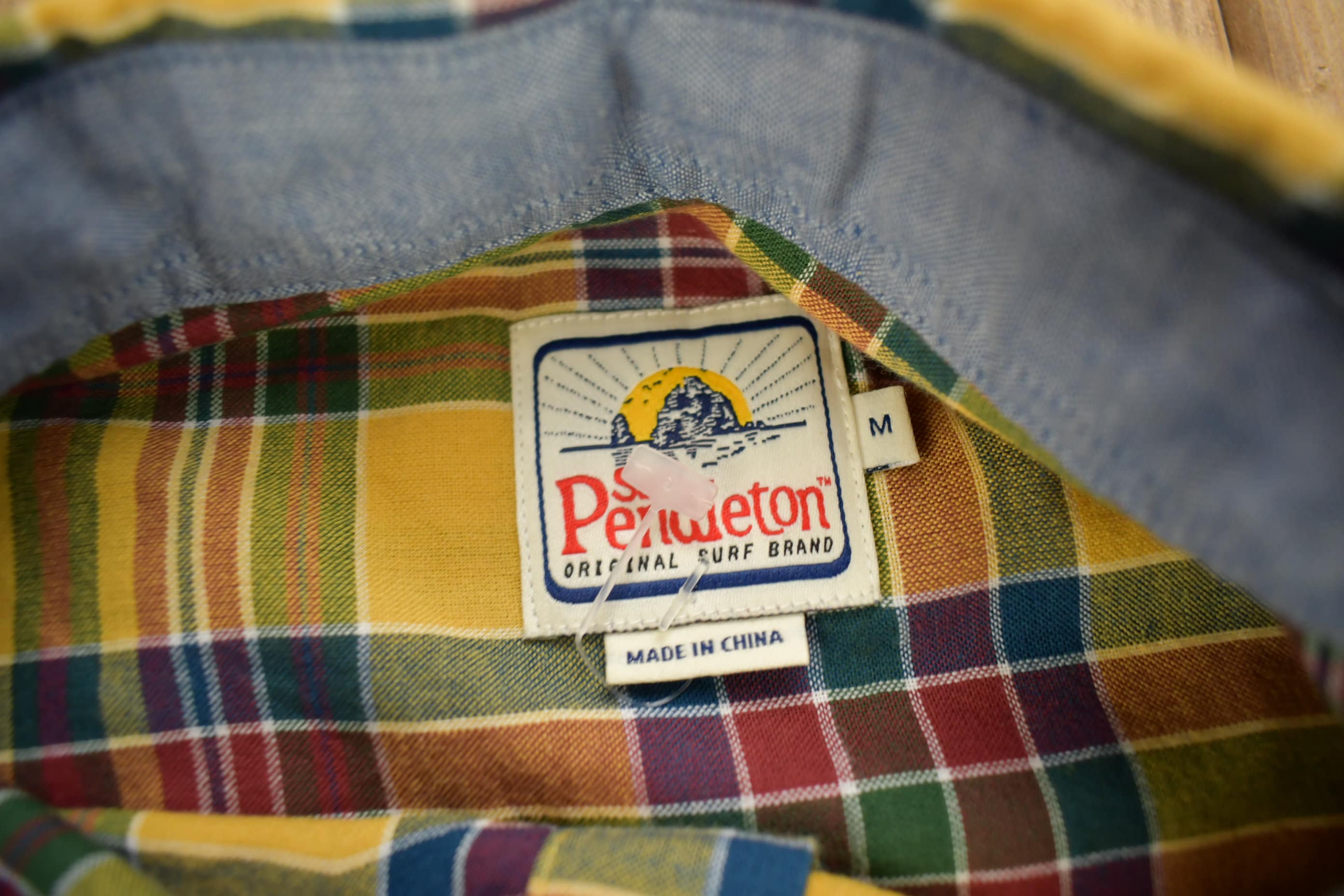 Vintage Sir Pendleton original Surf Brand Short Sleeve Yellow Plaid Button Up Shirt