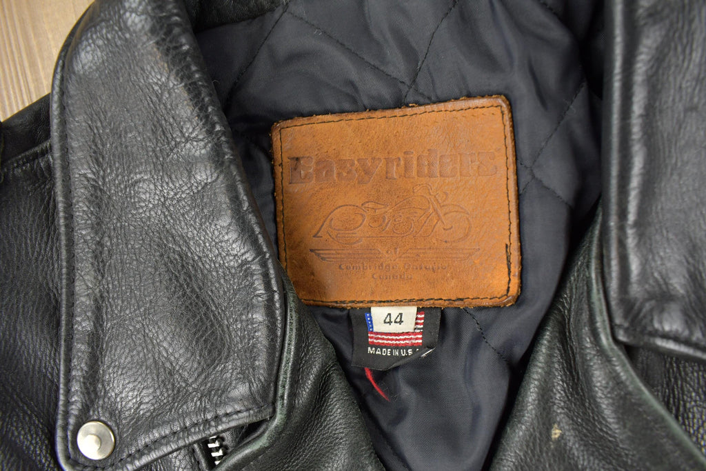 Vintage 1990s Easy Riders Leather Biker Jacket Made In USA Size 44