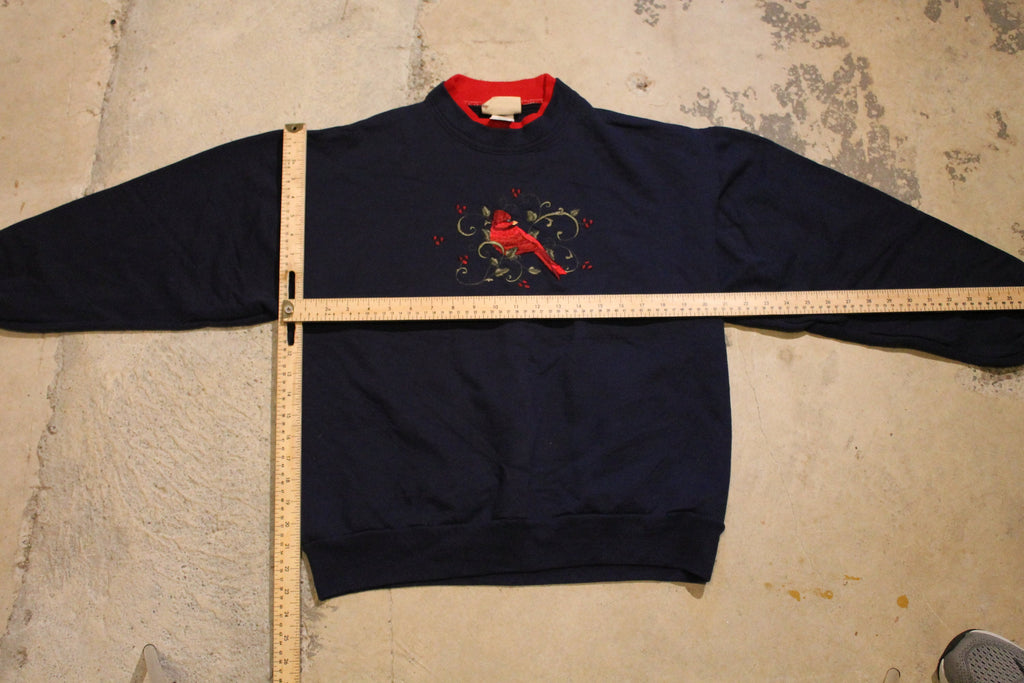 Vintage 1990s Embroidered Cardinal Graphic Crewneck Sweater  90s Crewneck  Vintage Sweatshirt  Wilderness  Pullover Sweatshirt