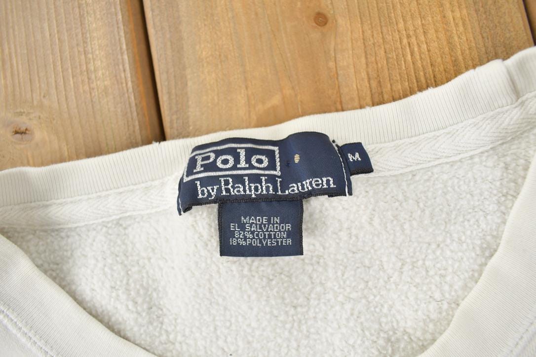 Vintage 1990s Polo Ralph Lauren White Crewneck Sweatshirt