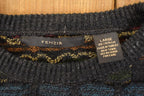 Vintage 1990s Fenzia Abstract Knit Crewneck Sweater Mens L