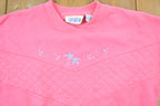 Vintage 1990s American Sportif Pink Quilt Design Embroidered Floral Crewneck Sweater