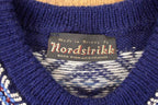 Vintage 1970's Nordstrikk Abstract Snowflake Wool Knit Cardigan Sweater Men's L