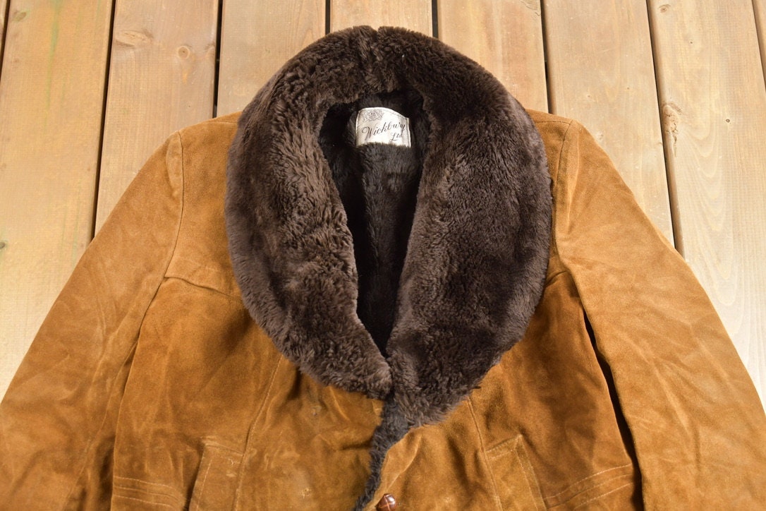 Vintage 1970s Wickbury Fur Lined Suede Coat