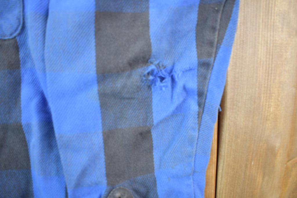 Vintage 1990s Blue Plaid Button Up Flannel Shirt