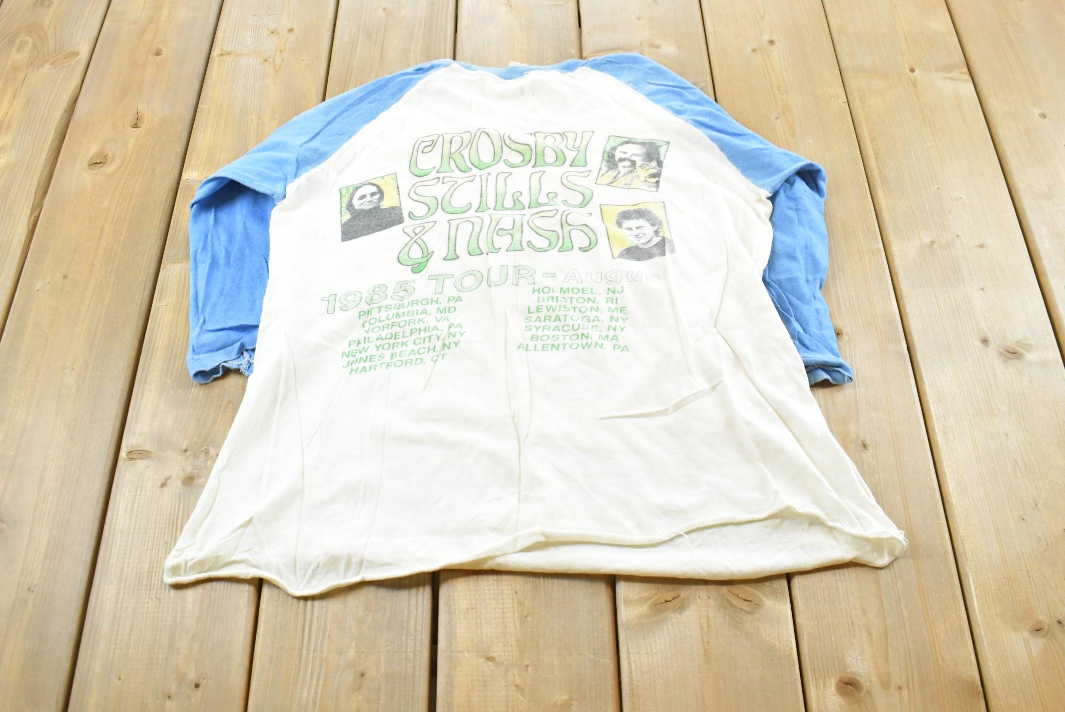 True Vintage 1985 Crosby Stills Nash Daylight Again Tour Raglan T-Shirt Men's M
