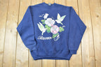 Vintage 1990s Branson Miller Hummingbird Gold Floral Design Crewneck