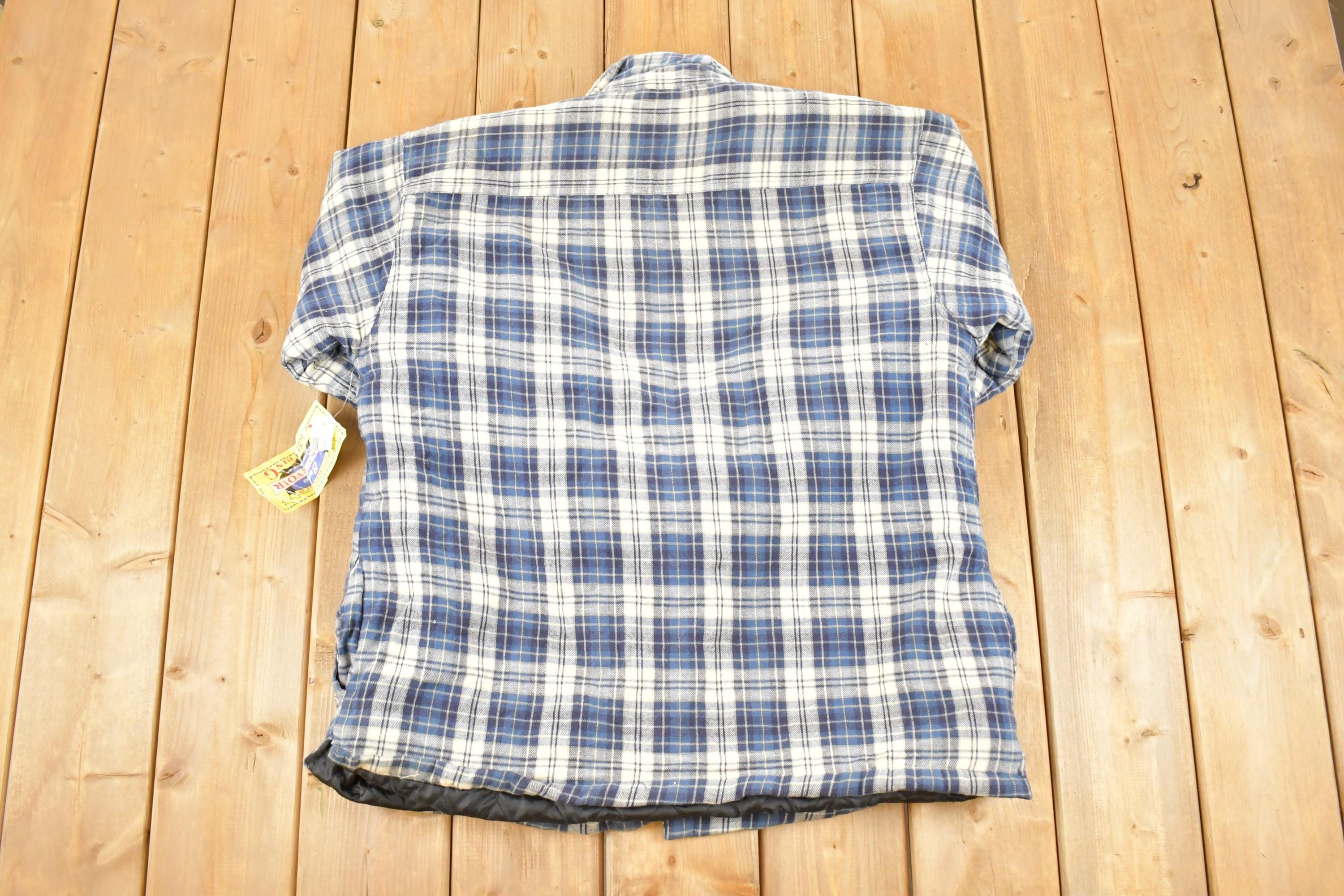 Vintage 1990s Deadstock Reservoir Clothing Lined Plaid Button Up Sweater Mens L