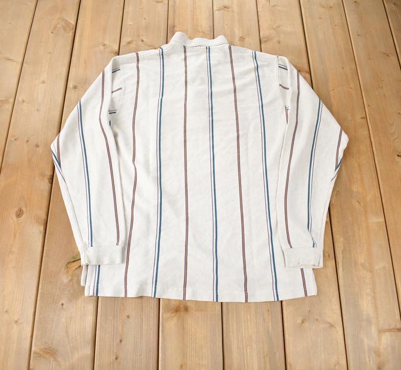Vintage 1990s Eddie Bauer Striped Quarter Button Sweatshirt