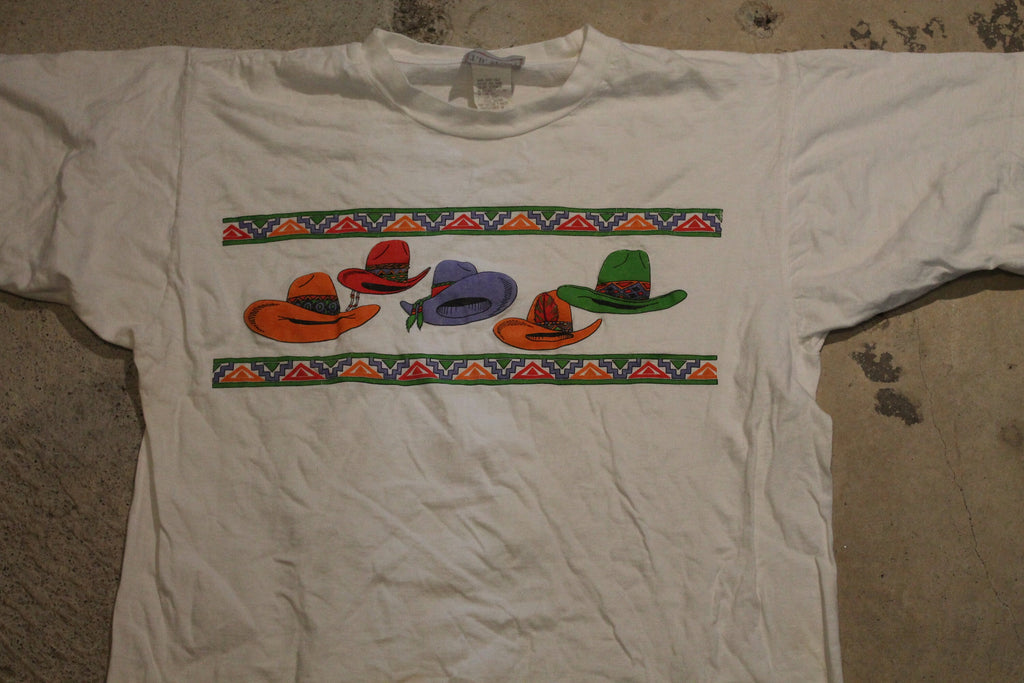 Vintage 1990s Cowboy Hat Western Style T Shirt