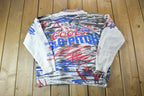 Vintage 1990s Coors Slo Pitch Collared All Over Print Crewneck Sweatshirt