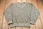 Vintage 1990s Tricot St. Raphael Knitted Sweater  Vintage 90s V-Neck  Pattern Sweater  Outdoor  Hand Knit  Pullover Sweatshirt