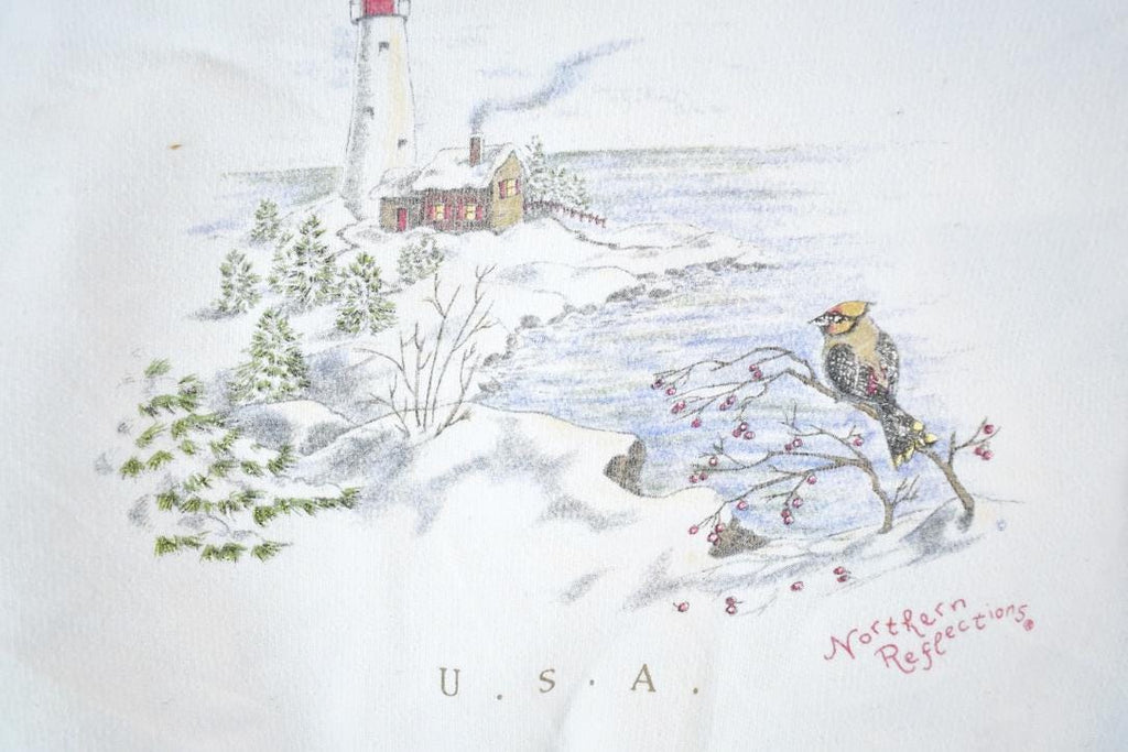 Vintage 1990s Northern Reflections Winter Lighthouse Crewneck Sweatshirt Womens M