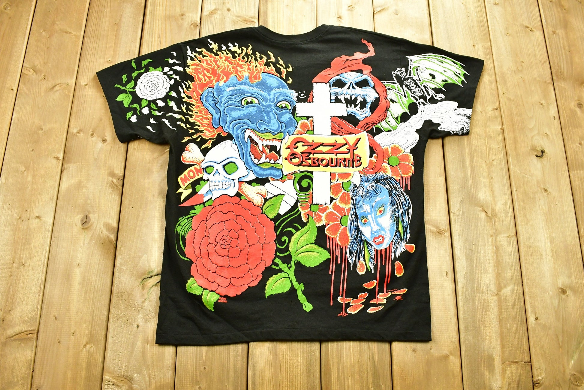 Vintage 1992 Ozzy Osbourne No More Tours T-Shirt All Over Print Band