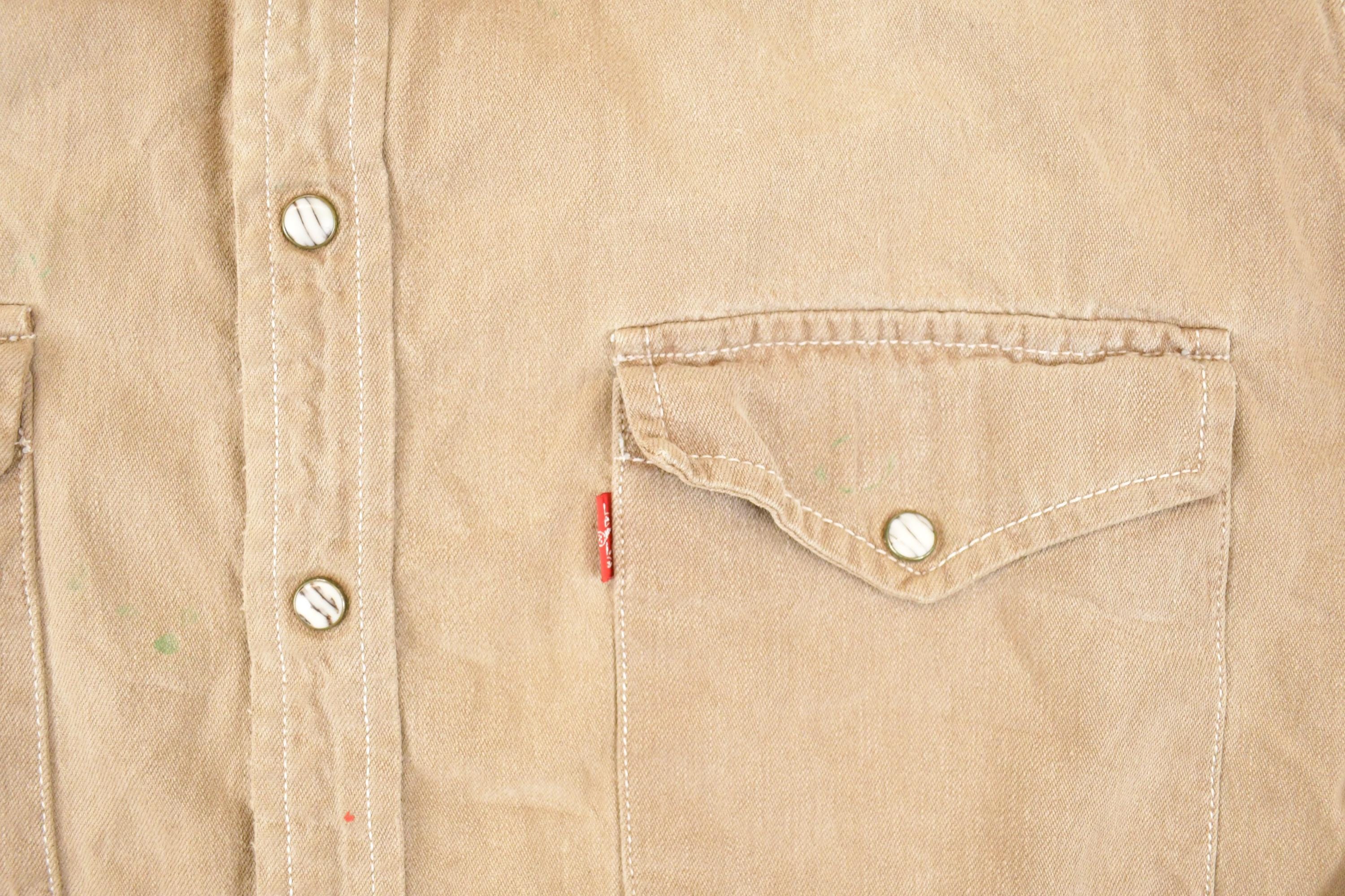 Vintage 1990s Tan Levis Button Up Shirt Men's L