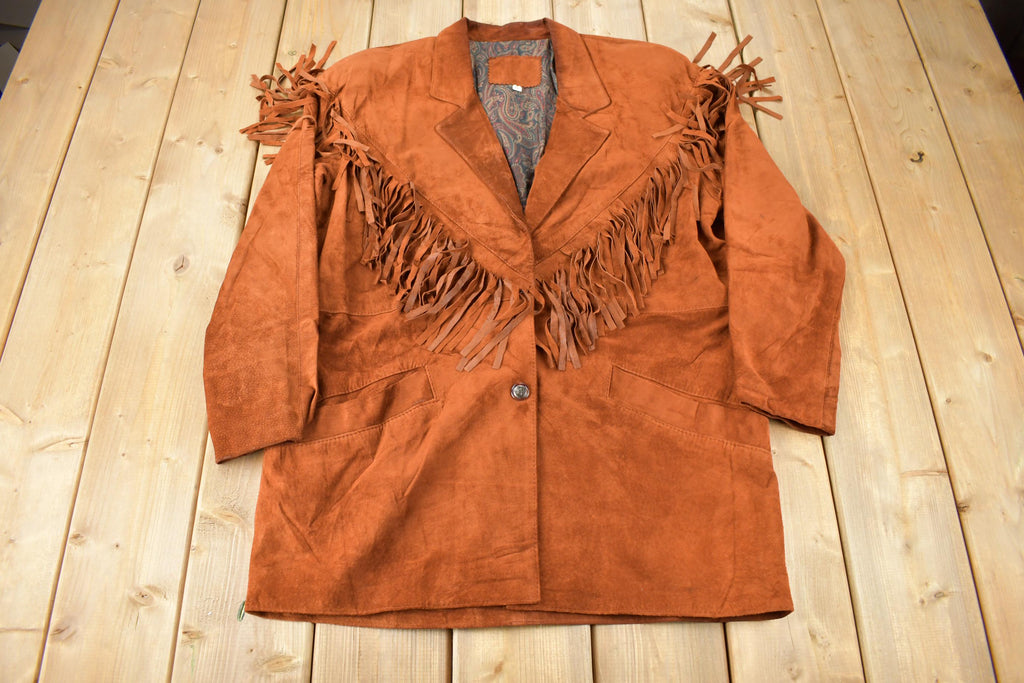 Vintage 1990s Genuine Leather Suede Fringe Jacket