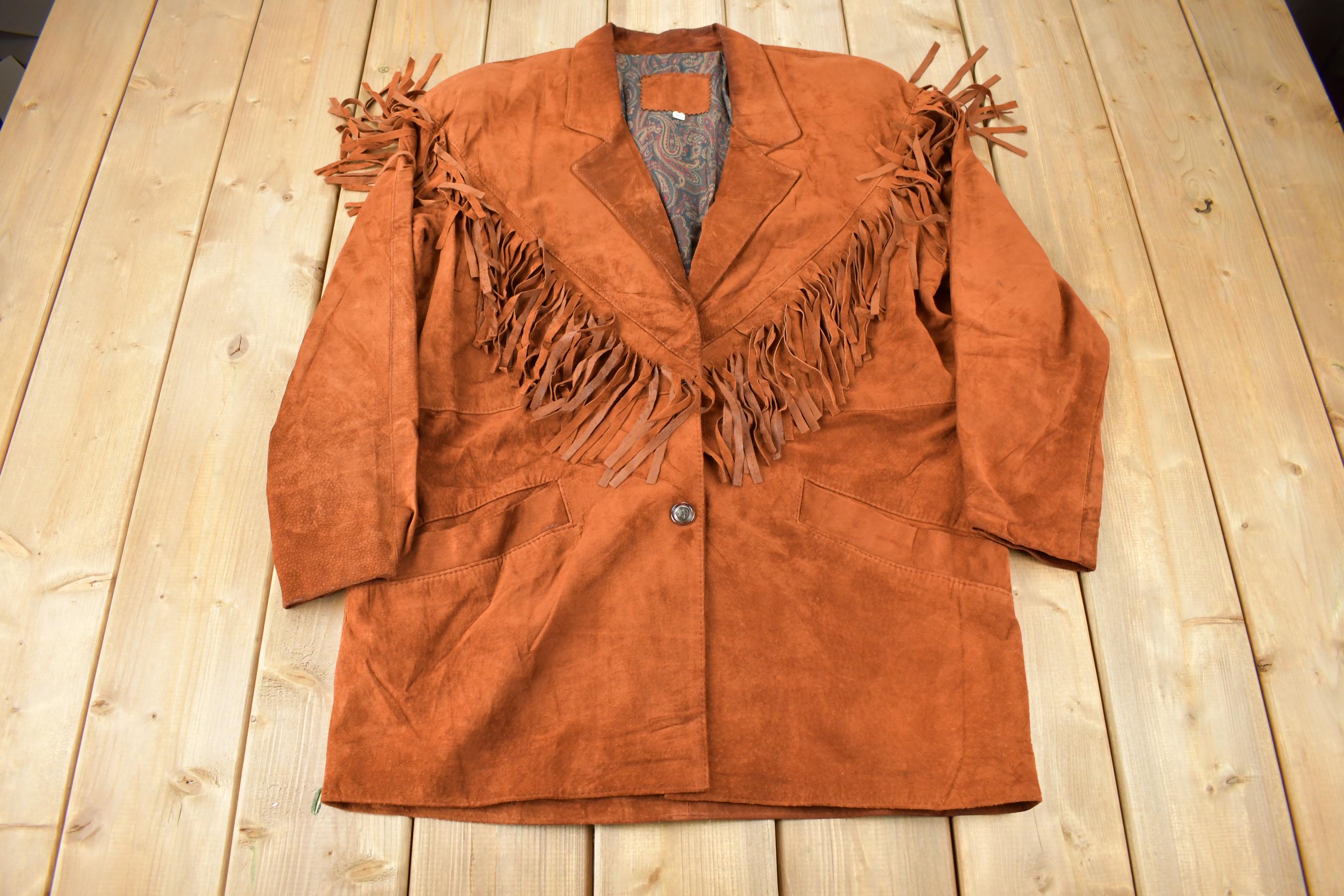 Vintage 1990s Genuine Leather Suede Fringe Jacket