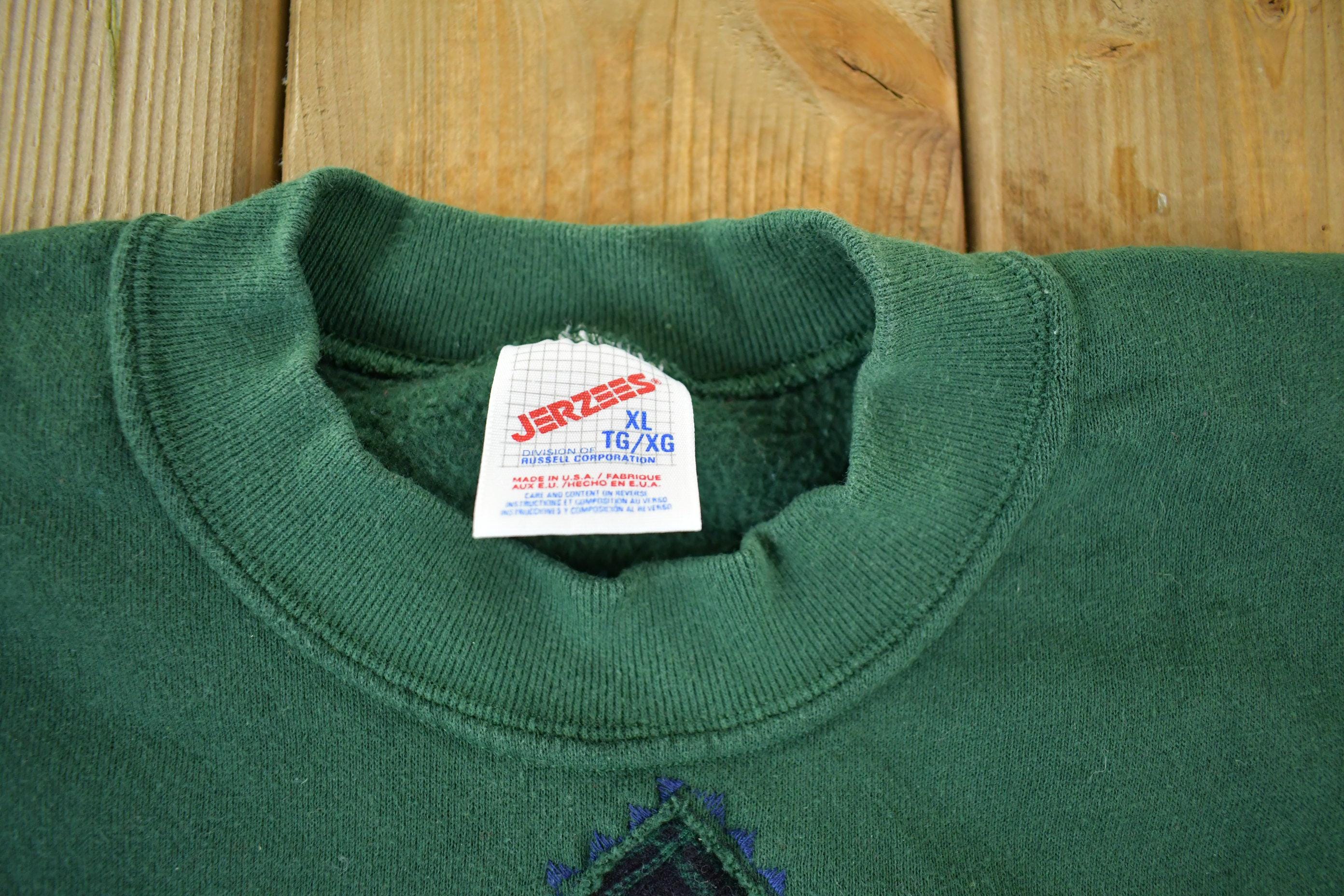 Vintage 1990s Jerzees Plaid Pattern Cute Crewneck Sweater Adult Large