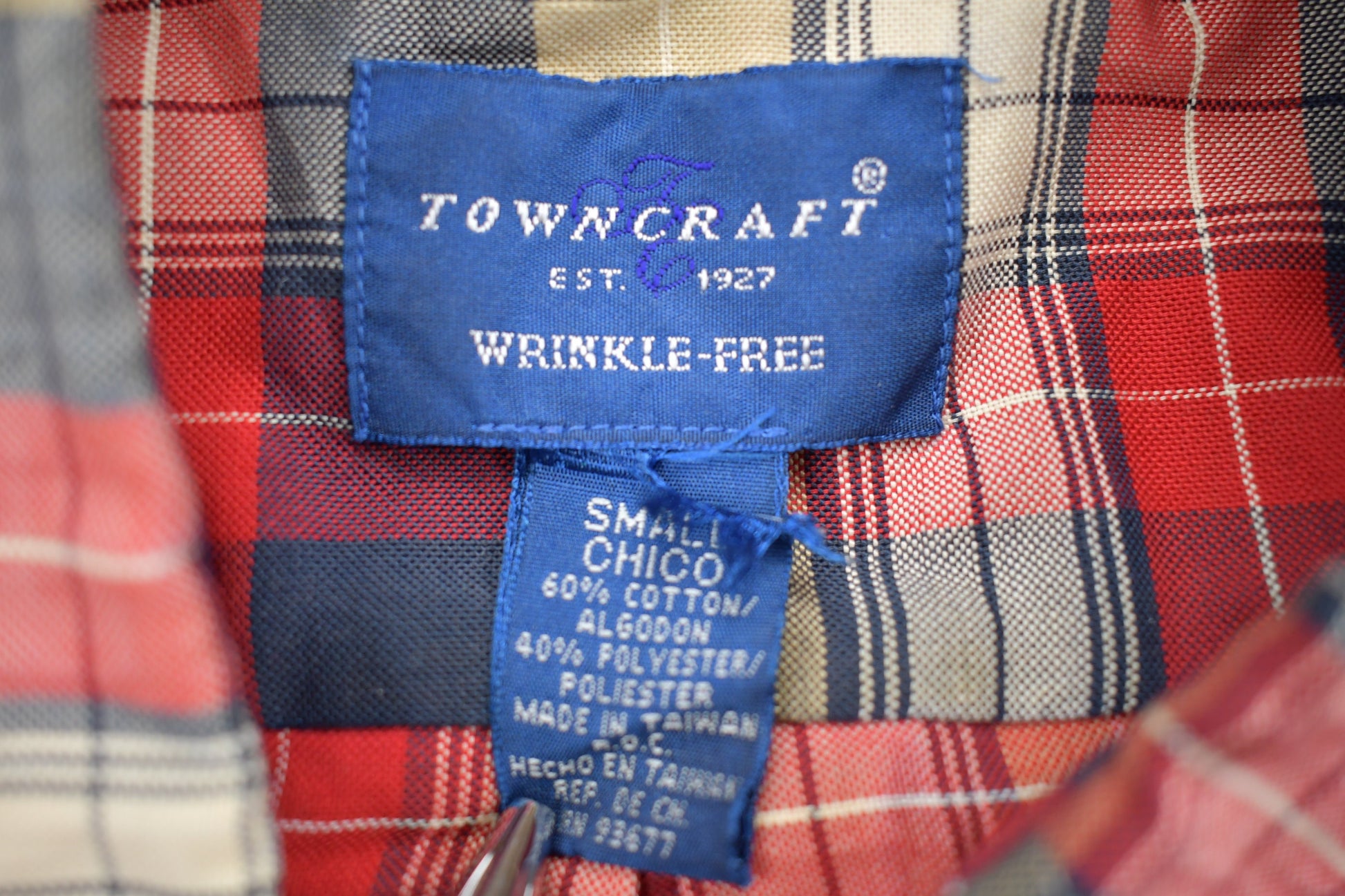 Vintage 1990s Town Craft Plaid Button Up Short Sleeve Shirt  Abstract Pattern  Casual Shirt  Formal Shirt  Towncraft  Plaid Shirt