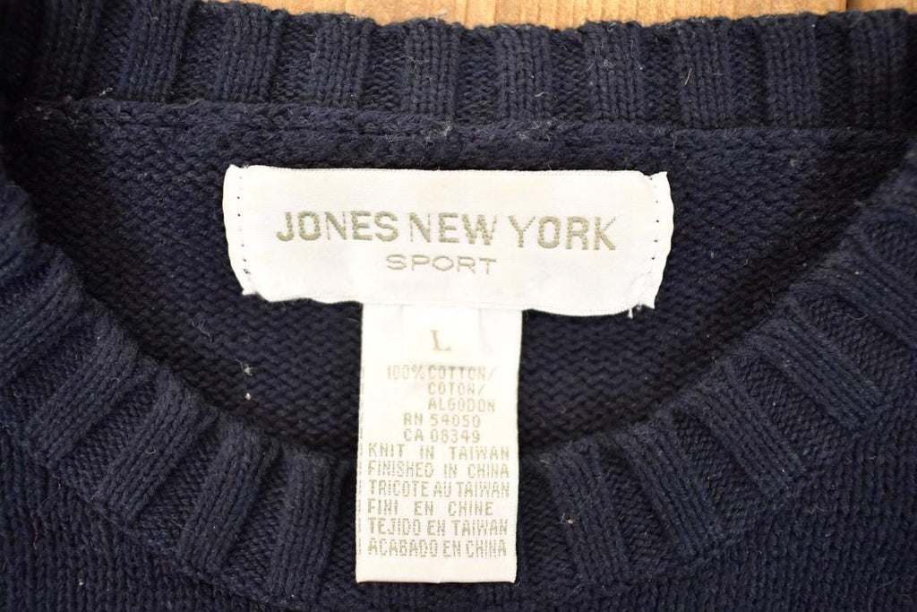 Vintage 1990s Poppy Print Jones New York Sport Knit Crewneck Sweater Women's L