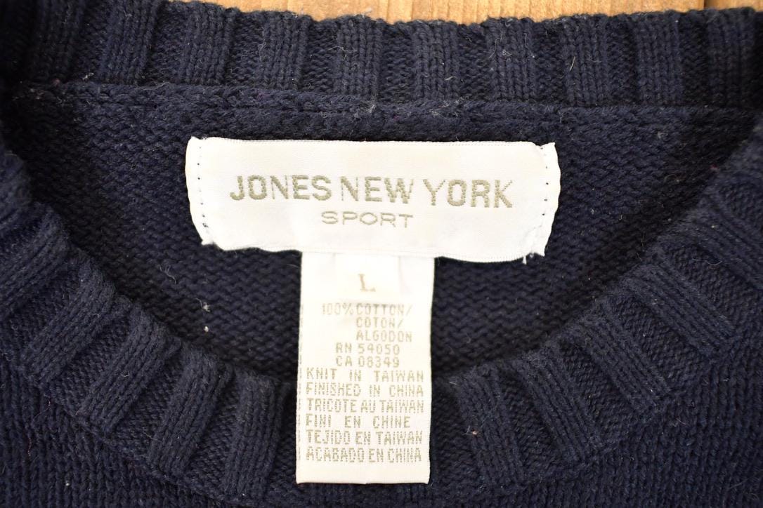 Vintage 1990s Poppy Print Jones New York Sport Knit Crewneck Sweater Women's L