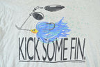 Vintage 1990s Kick Some Fin Fishing Single Stitch T-Shirt / 90s Vintage Souvenir Tee / Rare Vacation Tee / Summer Shirt Made In USA