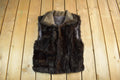 Vintage 1980s Brown Fur Zip Up Vest Jacket Women's Small