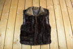 Vintage 1980s Brown Fur Zip Up Vest Jacket Women's Small