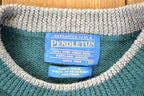 Vintage 1990s Pendleton Snowflake Wool Cable Knit Crewneck Sweater Men's L