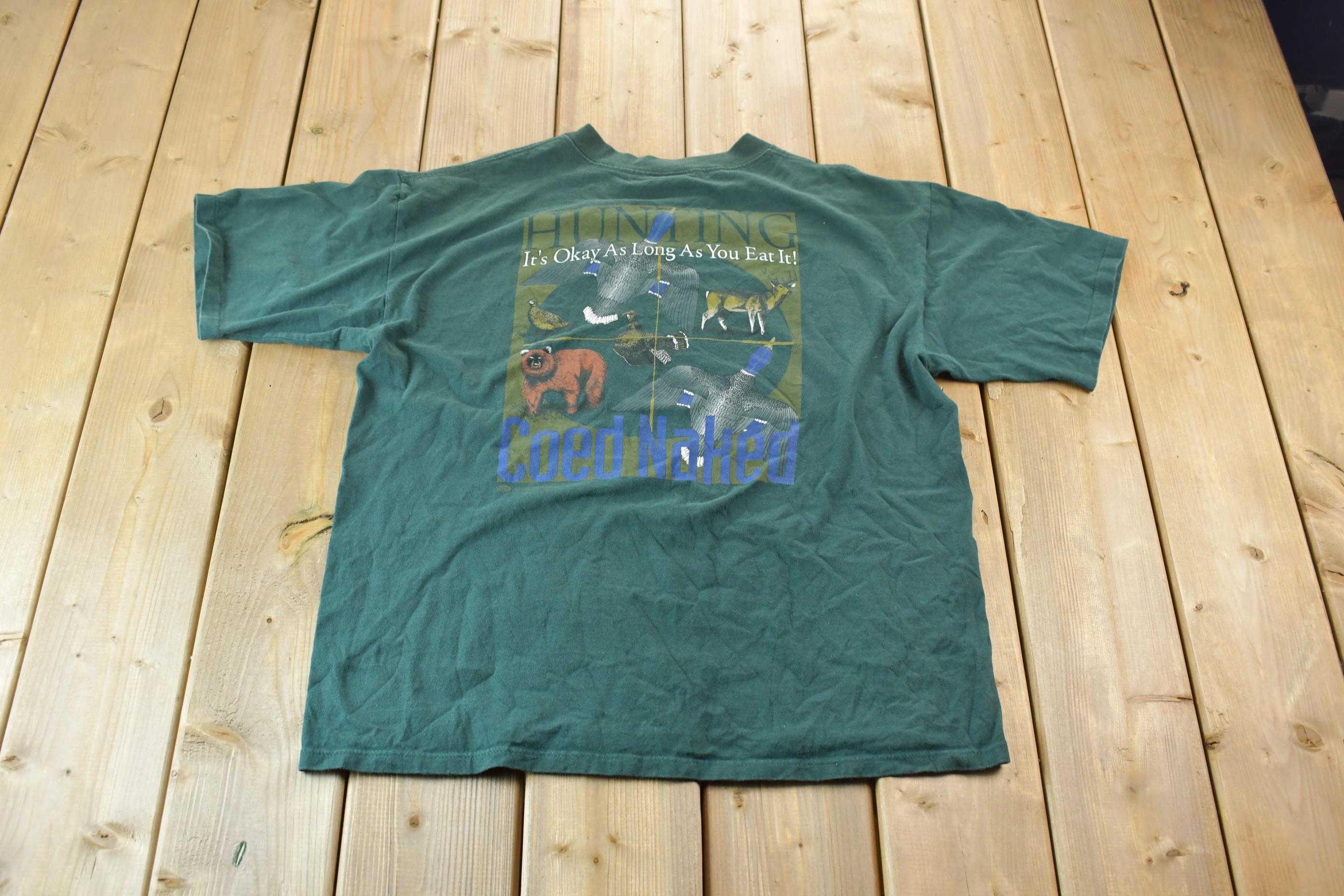 Vintage 1990s Hunting Theme Single Stitch Graphic T-Shirt